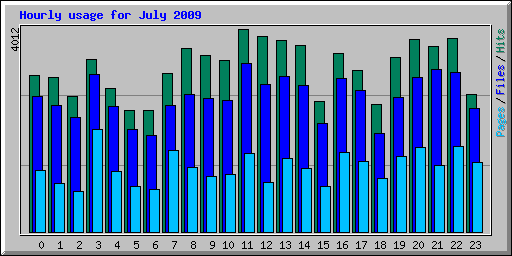 Hourly usage for July 2009