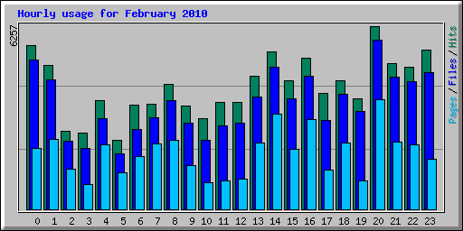 Hourly usage for February 2010
