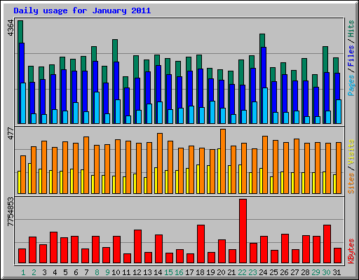 Daily usage for January 2011