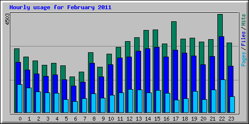 Hourly usage for February 2011